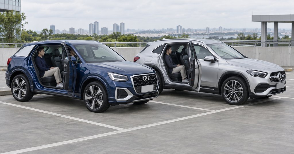 Audi Q2L vs Mercedes GLA 180: Q2L просторнее сзади, хотя GLA длиннее