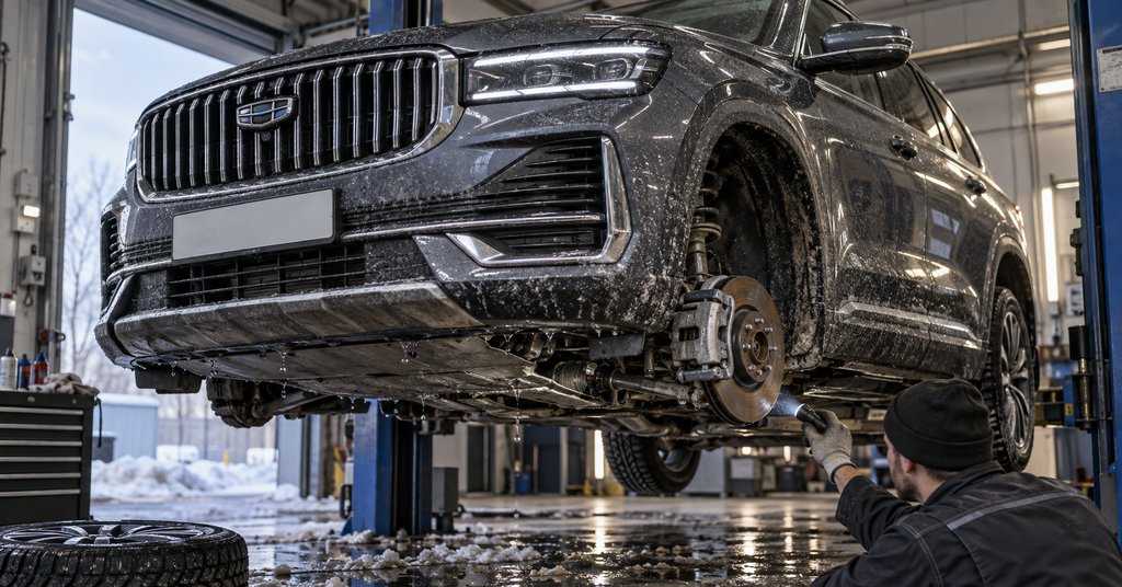 Geely Monjaro после зимы: дренажи, тормоза и разъёмы полного привода — где искать слабые места