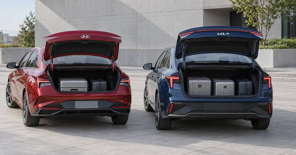 Hyundai Elantra vs Kia K3: у Kia багажник на 142 литра больше