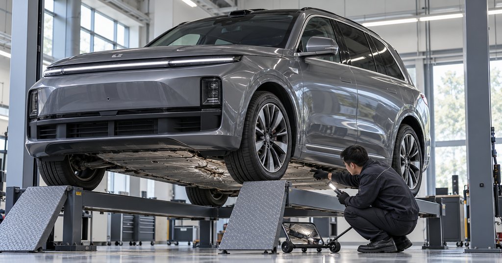Li Auto L7 из Китая: как на осмотре находим повреждение тяговой батареи после удара снизу